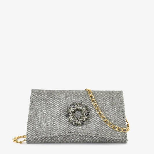 Grey Shimmer Textured Clutch Bag
