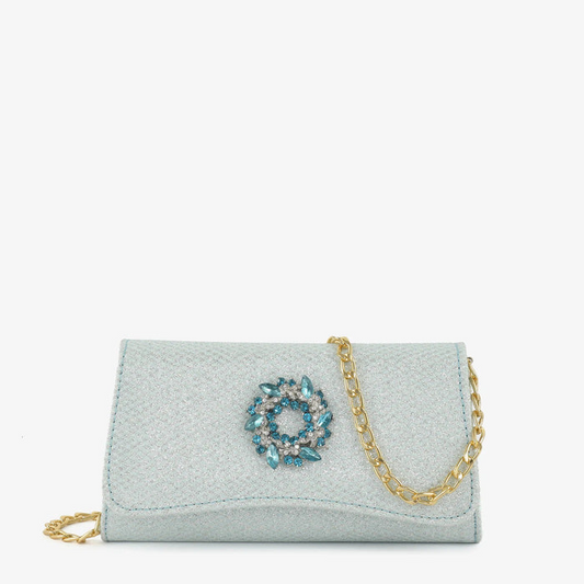 Green Crystal Embellished Evening Clutch