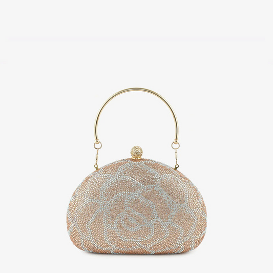 Champagne Floral Crystal Handbag